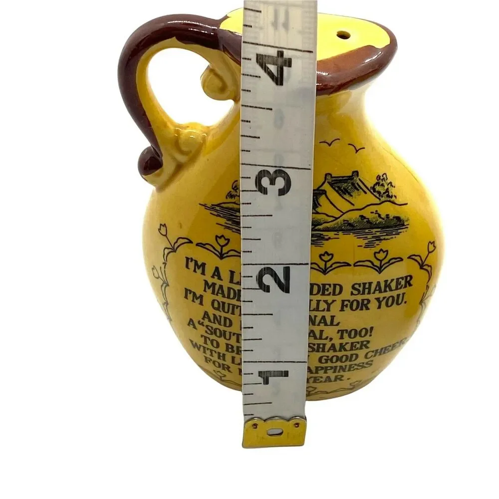 Novelty Salt Pepper Shakers Vintage 1970s Smith Western Yellow Brown Left Handed
